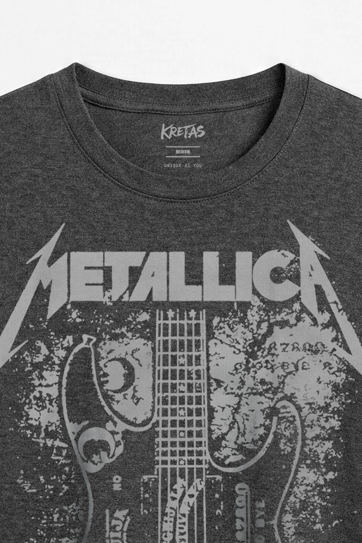 Metallica Kirk Hammett Ouija Gitar Metal Rock Müzik Unisex Regular Antrasit Melanj Tişört - 2