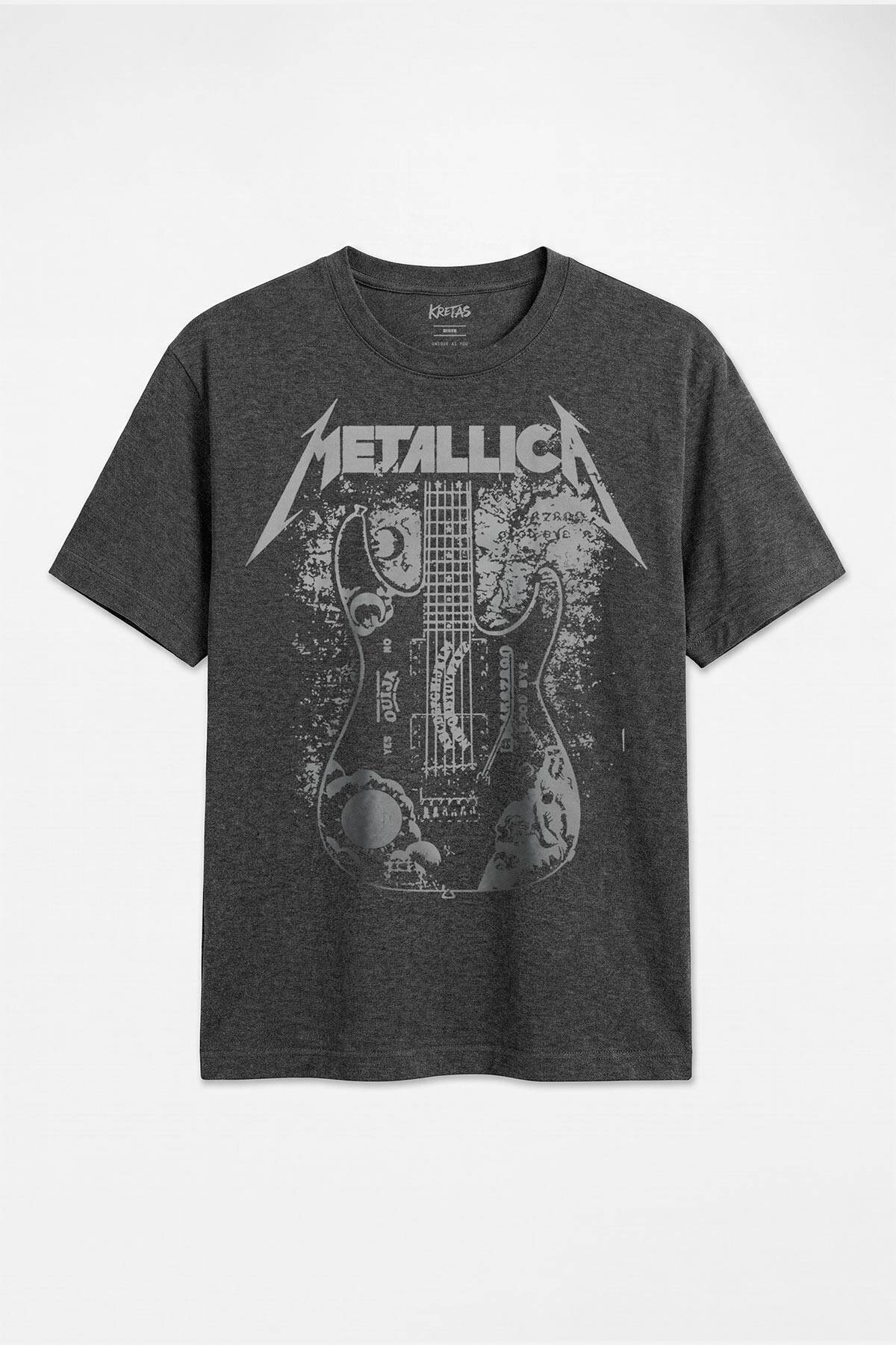 Metallica Kirk Hammett Ouija Gitar Metal Rock Müzik Unisex Regular Antrasit Melanj Tişört
