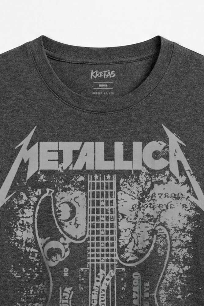 Metallica Kirk Hammett Ouija Gitar Metal Rock Müzik Unisex Regular Antrasit Melanj Tişört (1)