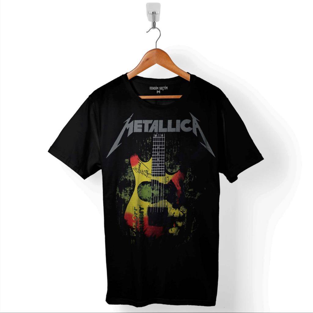 Metallica Kirk Ouija Board Guitar Rock Gitar Baskılı Tişört Unisex T-Shirt - 1