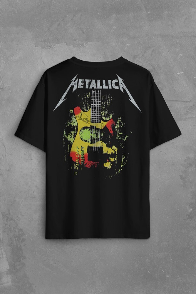 Metallica Kirk Ouija Board Guitar Rock Gitar Sırt Ön Baskılı Oversize Tişört Unisex T-Shirt OVR12S1497 (1)