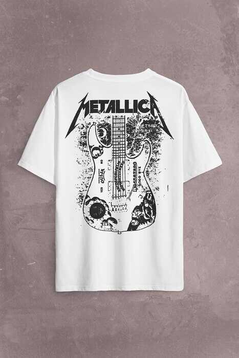Metallica Kirk Ouija Board Guitar Rock Gitar Sırt Ön Baskılı Oversize Tişört Unisex T-Shirt OVR12B1496 - 2