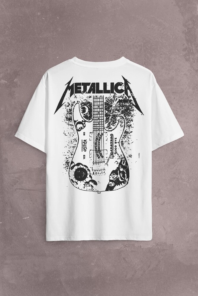Metallica Kirk Ouija Board Guitar Rock Gitar Sırt Ön Baskılı Oversize Tişört Unisex T-Shirt OVR12B1496 (1)