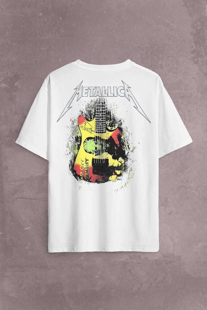 Metallica Kirk Ouija Board Guitar Rock Gitar Sırt Ön Baskılı Oversize Tişört Unisex T-Shirt OVR12B1497 - 2