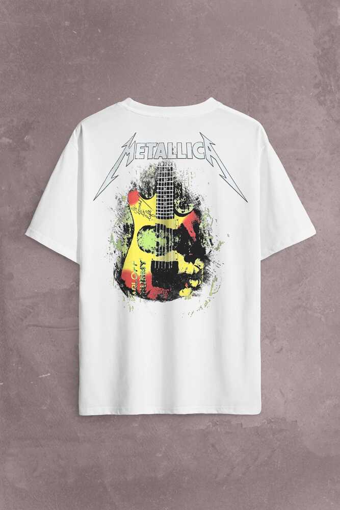 Metallica Kirk Ouija Board Guitar Rock Gitar Sırt Ön Baskılı Oversize Tişört Unisex T-Shirt OVR12B1497 (1)