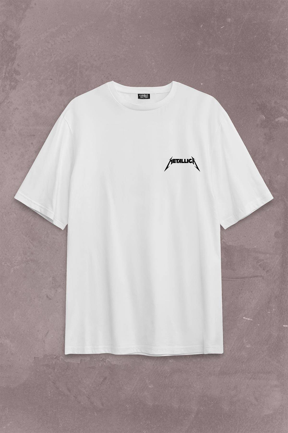 Metallica Kirk Ouija Board Guitar Rock Gitar Sırt Ön Baskılı Oversize Tişört Unisex T-Shirt OVR12B1496 - 1