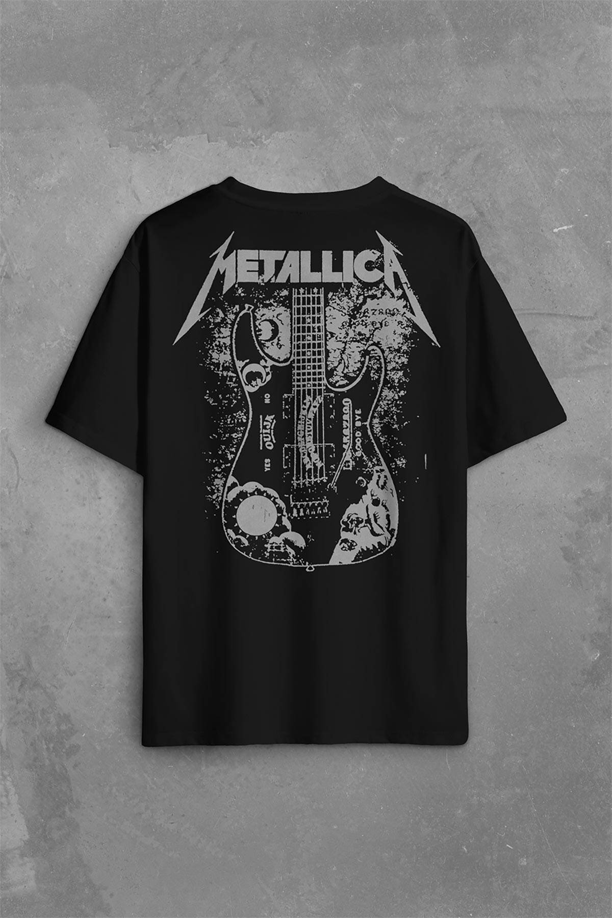 Metallica Kirk Ouija Board Guitar Rock Gitar Sırt Ön Baskılı Oversize Tişört Unisex T-Shirt OVR12S1496