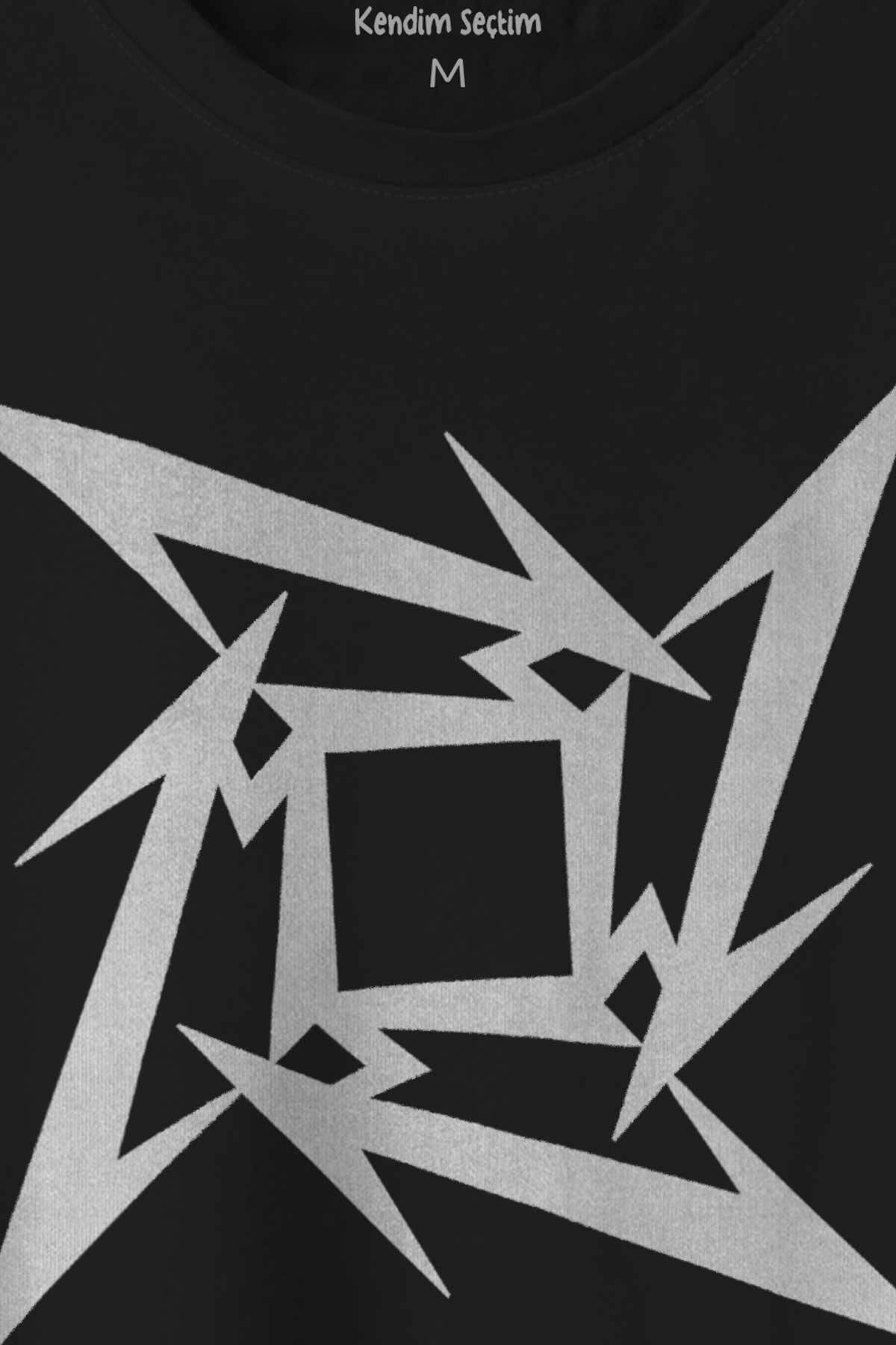 Metallica Logo Metal Baskılı Tişört Unisex T-shirt - 2