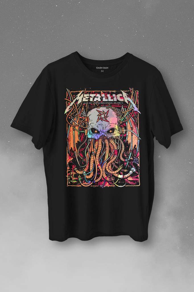 Metallica Music Poster Rock Metal Baskılı Tişört Unisex T-Shirt - 1