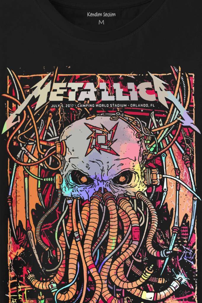 Metallica Music Poster Rock Metal Baskılı Tişört Unisex T-Shirt - 2