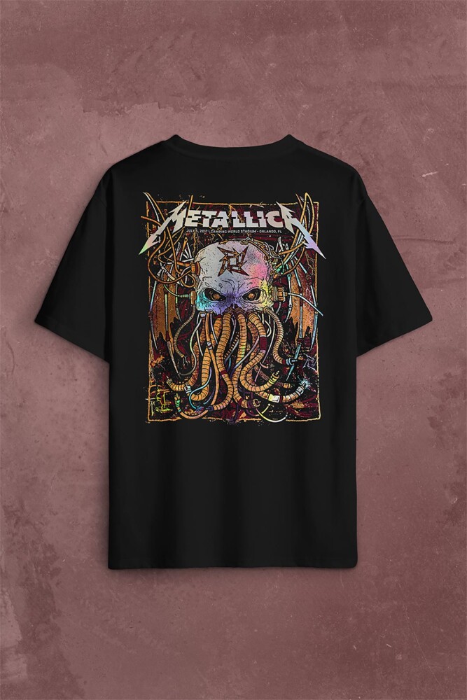 Metallica Music Poster Rock Metal Sırt Ön Baskılı Oversize Tişört Unisex T-Shirt - 1