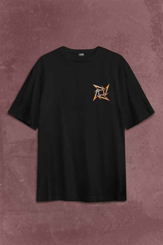 Metallica Music Poster Rock Metal Sırt Ön Baskılı Oversize Tişört Unisex T-Shirt (1)
