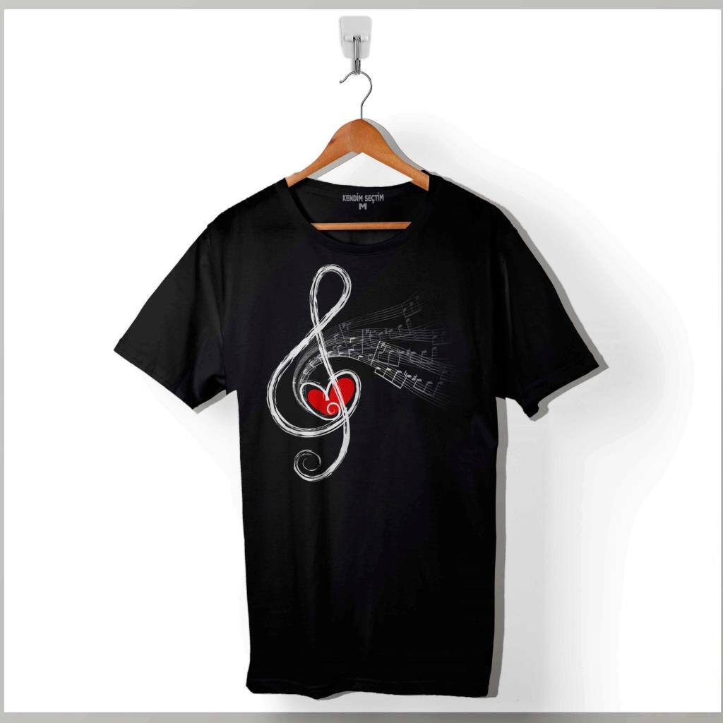 Metallica Müzik Nota Sol Anahtarı Music Baskılı Tişört Unisex T-Shirt - 1
