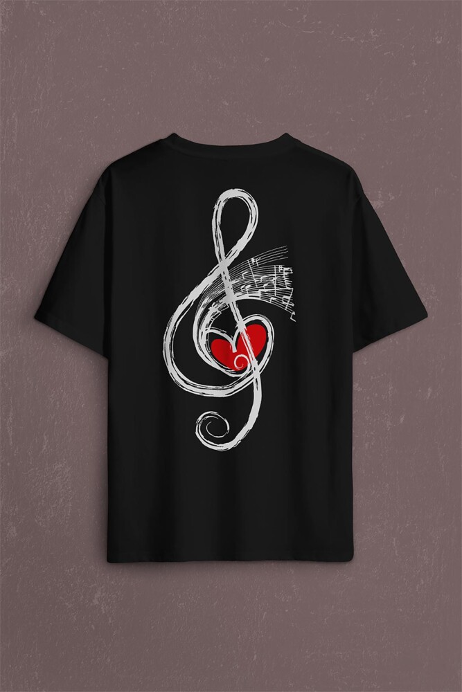 Metallica Müzik Nota Sol Anahtarı Music Sırt Ön Baskılı Oversize Tişört Unisex T-Shirt - 2
