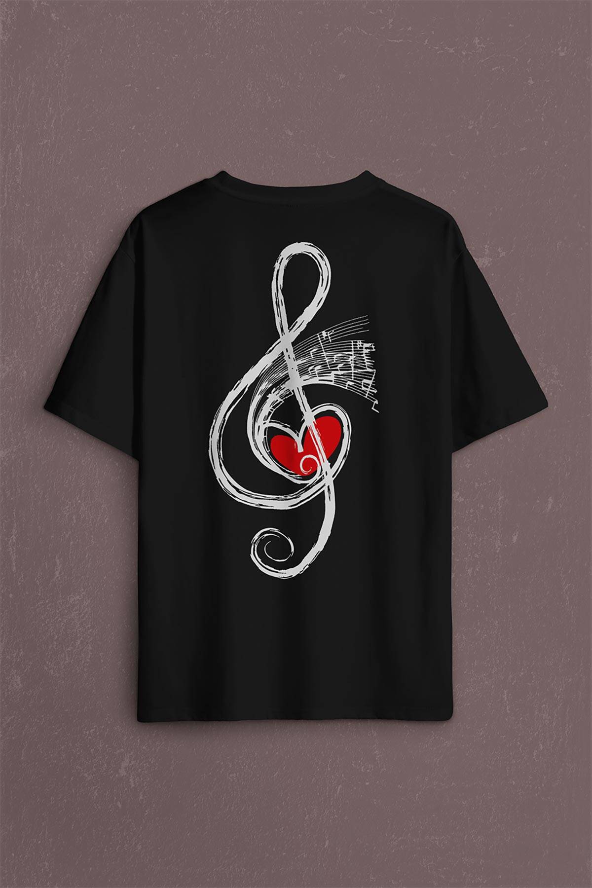 Metallica Müzik Nota Sol Anahtarı Music Sırt Ön Baskılı Oversize Tişört Unisex T-Shirt (1)