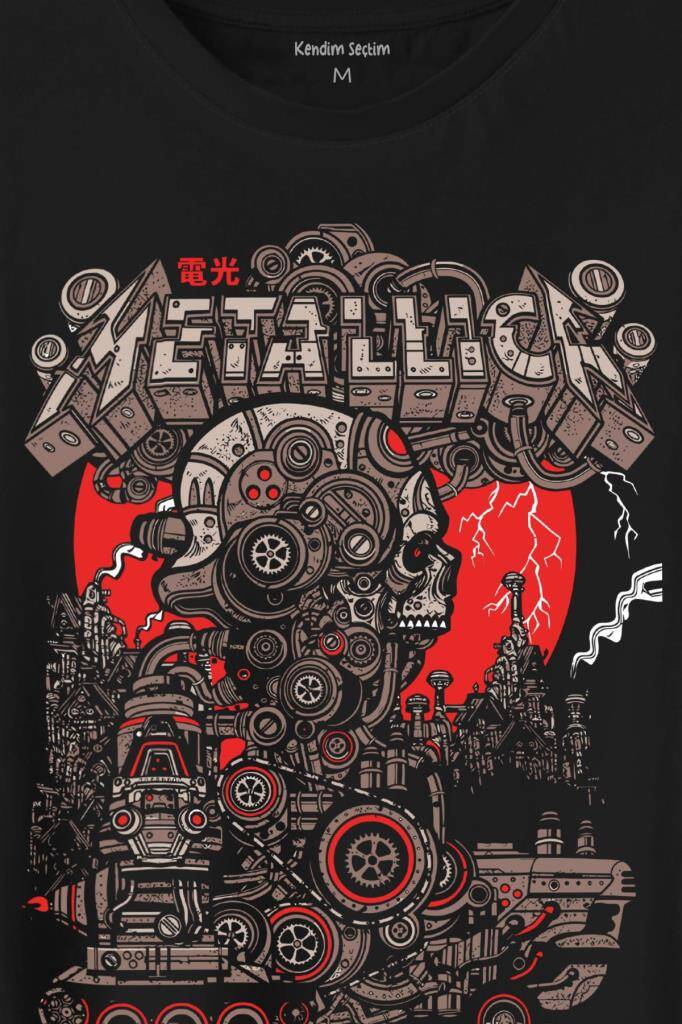 Metallica New Yeni 2K Rock Metal Music Kırk James Lars Robert Baskılı Tişört Unisex T-Shirt - 2