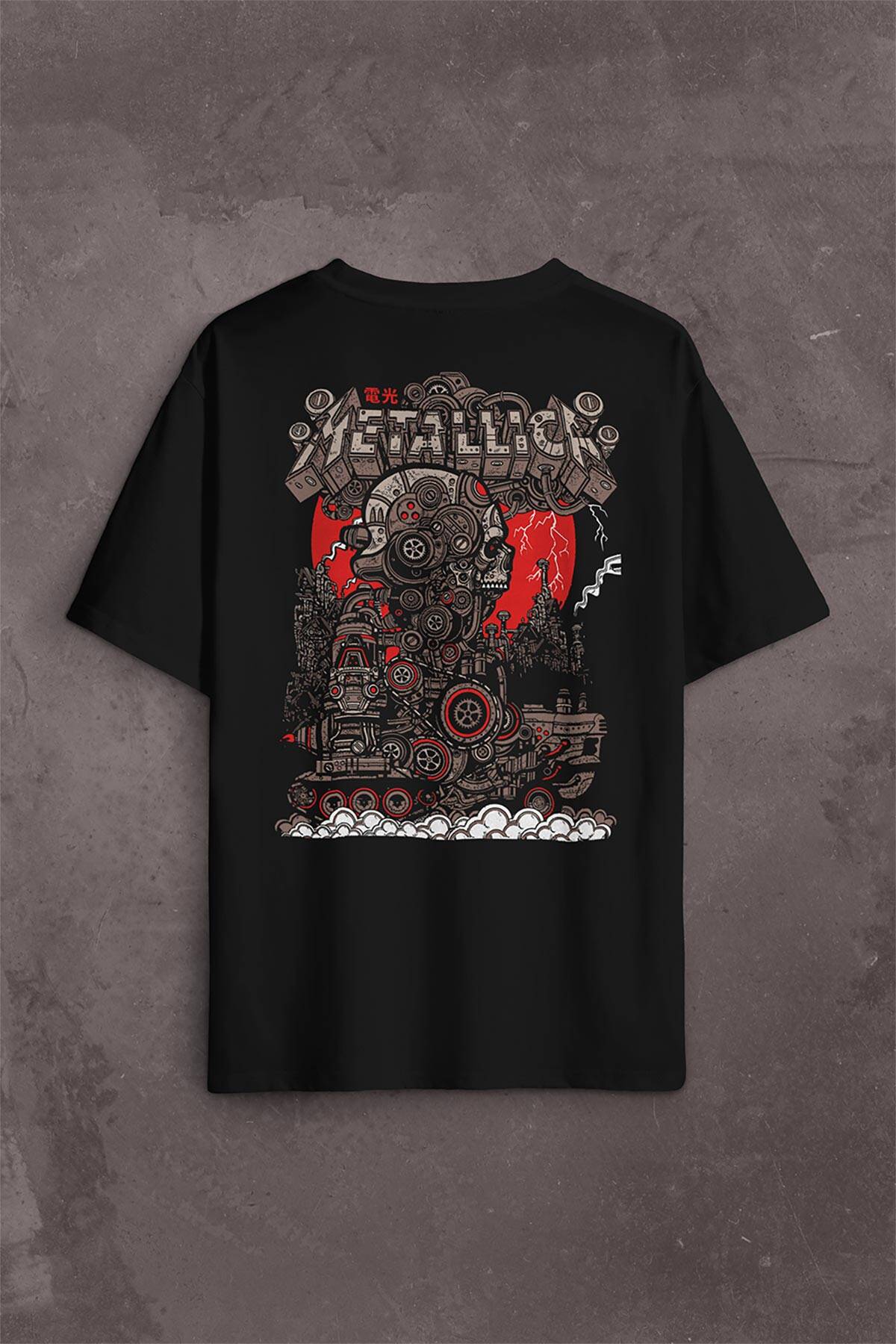Metallica New Yeni 2K Rock Metal Music Kırk James Lars Robert Sırt Ön Baskılı Oversize Tişört Unisex T-Shirt - 1
