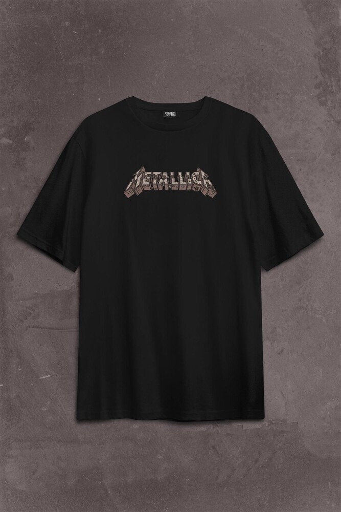  Oversize T-shirt Metallica New Yeni 2K Rock Metal Music Sırt Ön Baskılı Tişört (1)