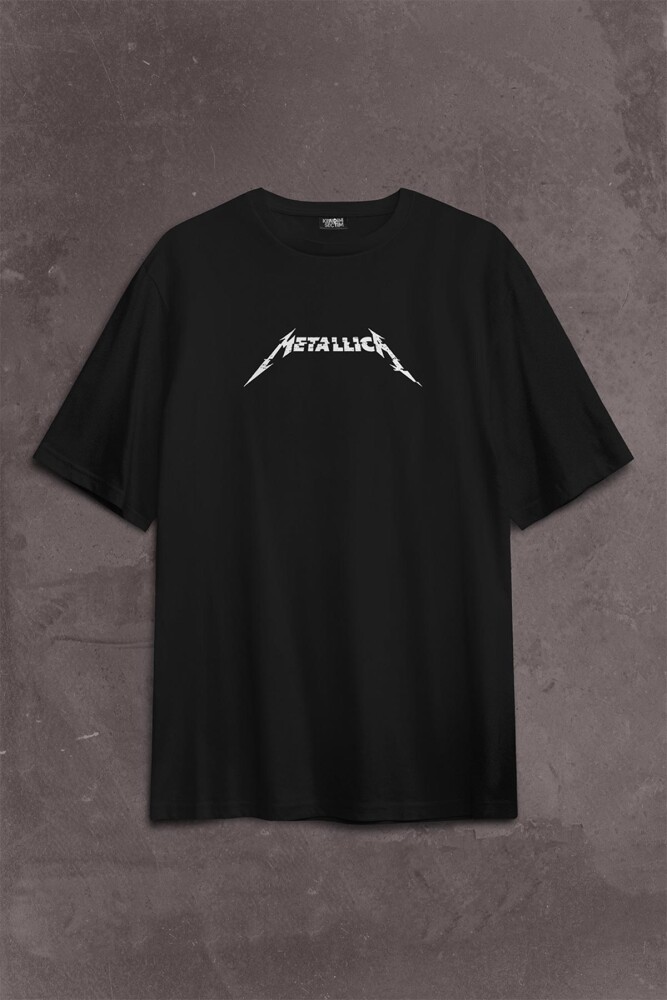 Metallica Rock Music Metal Skull Kuru Kafa James Lars Kırk Robert Sırt Ön Baskılı Oversize Tişört Unisex T-Shirt - 1