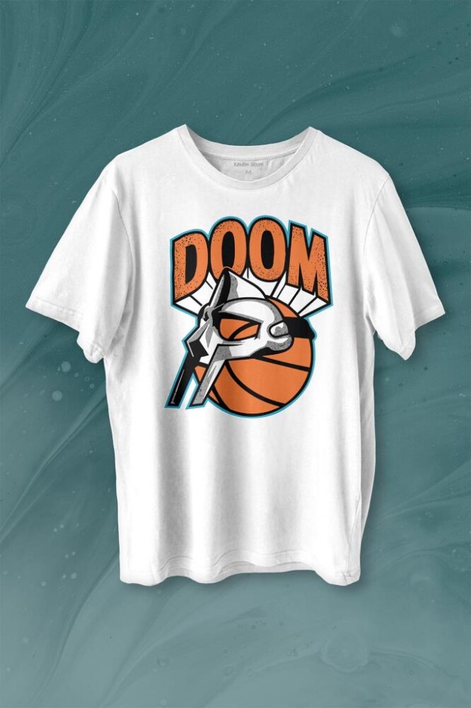 Mf Doom Basketbol Hip Hop Maske Baskılı Tişört Unisex T-shirt - 1