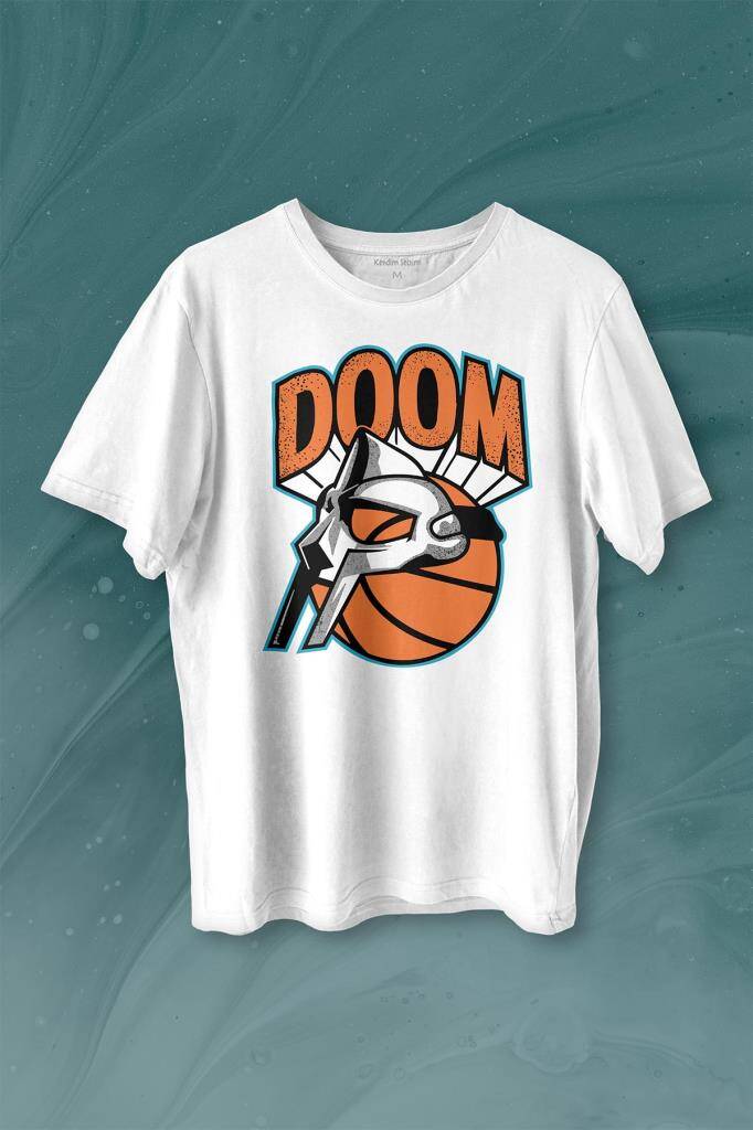 Mf Doom Basketbol Hip Hop Maske Baskılı Tişört Unisex T-shirt - 1