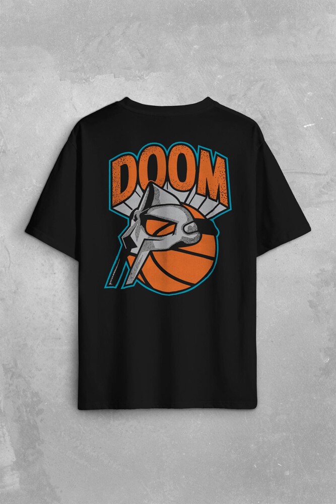 Mf Doom Basketbol Hip Hop Maske Sırt Ön Baskılı Oversize Tişört Unisex T-Shirt - 1