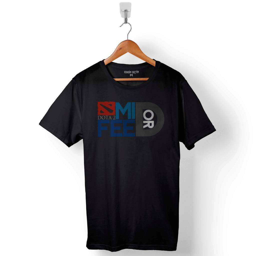 Mıd Or Feed Dota 2 Dota2 Logo Baskılı Tişört Unisex T-Shirt - 1