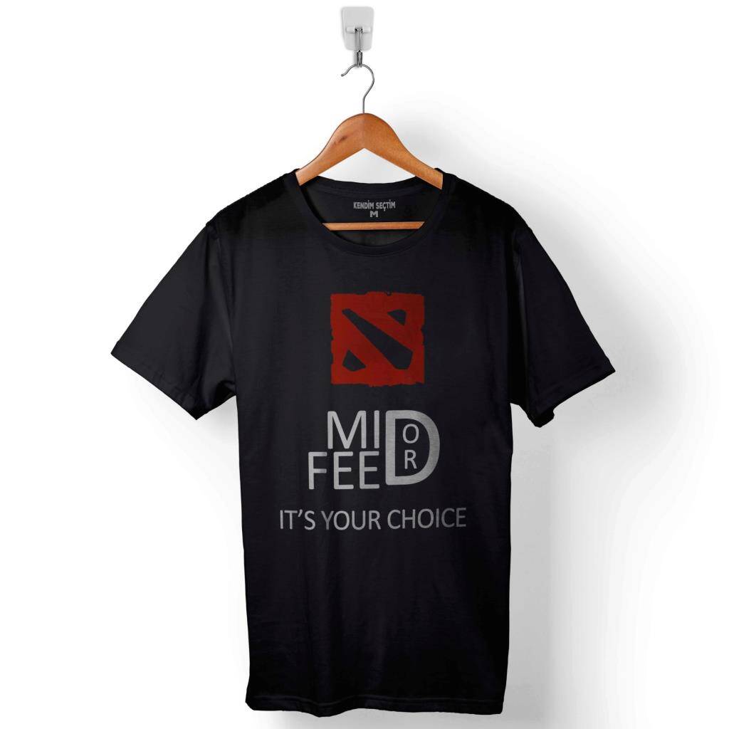 Mıd Or Feed Dota 2 Dota2 Logo Baskılı Tişört Unisex T-Shirt - 1