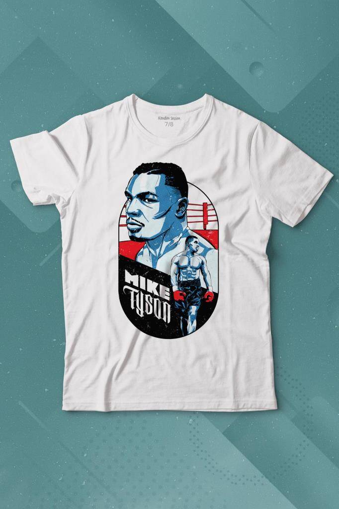 Mike Tyson Boks Box Spor Kral Ring Baskılı Tişört Çocuk T-shirt - 1