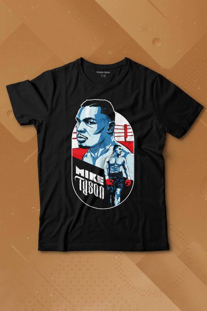 Mike Tyson Boks Box Spor Kral Ring Baskılı Tişört Çocuk T-shirt - 1