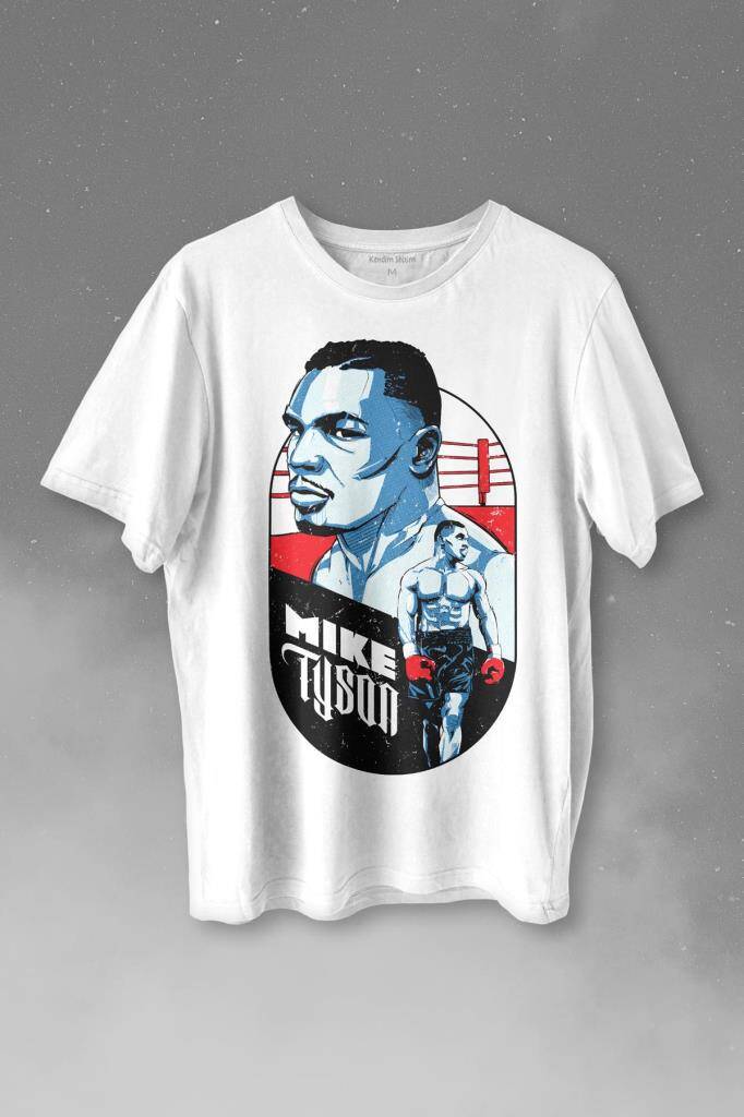 Mike Tyson Boks Box Spor Kral Ring Baskılı Tişört Unisex T-shirt - 1