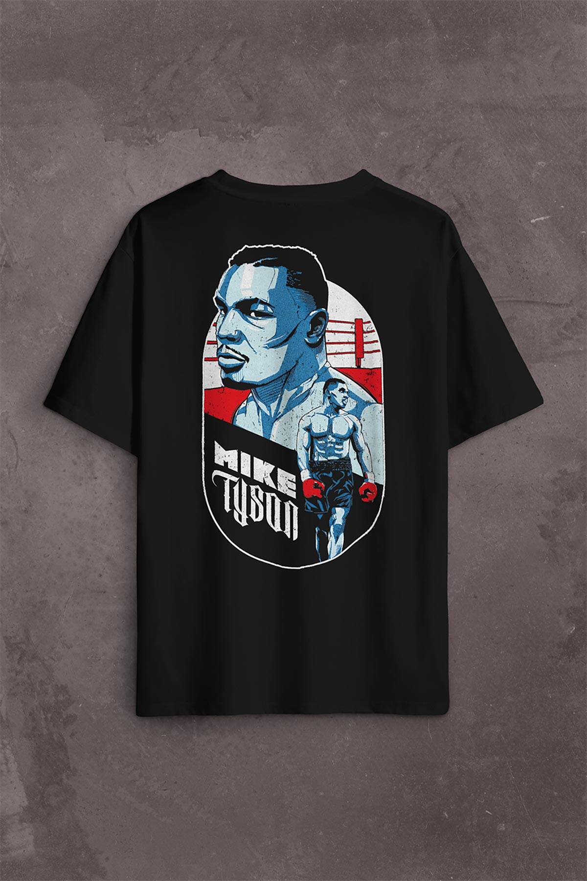 Mike Tyson Boks Box Spor Kral Ring Sırt Ön Baskılı Oversize Tişört Unisex T-Shirt - 1