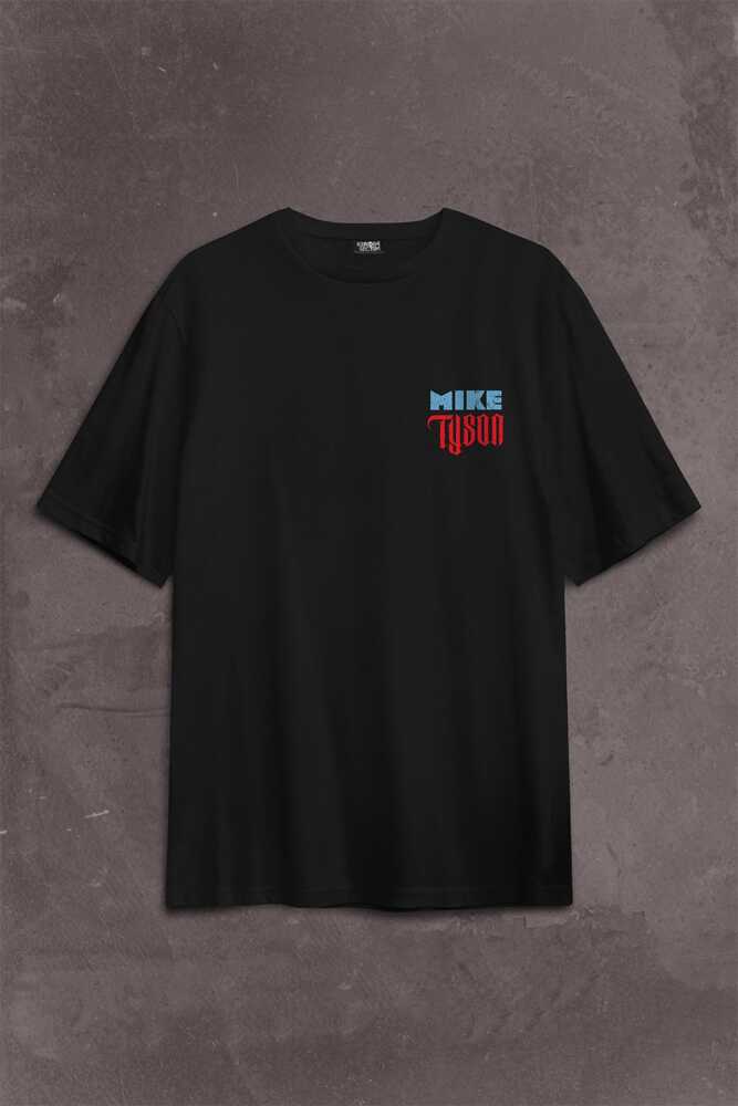 Mike Tyson Boks Box Spor Kral Ring Sırt Ön Baskılı Oversize Tişört Unisex T-Shirt (1)
