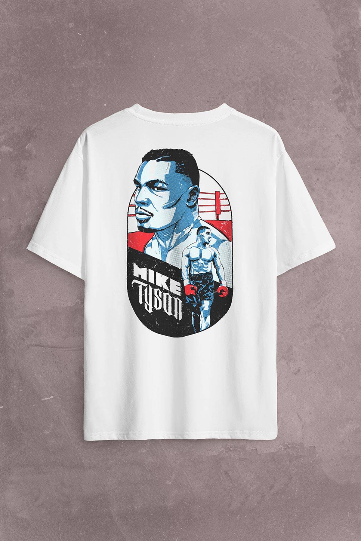 Mike Tyson Boks Box Spor Kral Ring Sırt Ön Baskılı Oversize Tişört Unisex T-Shirt - 1