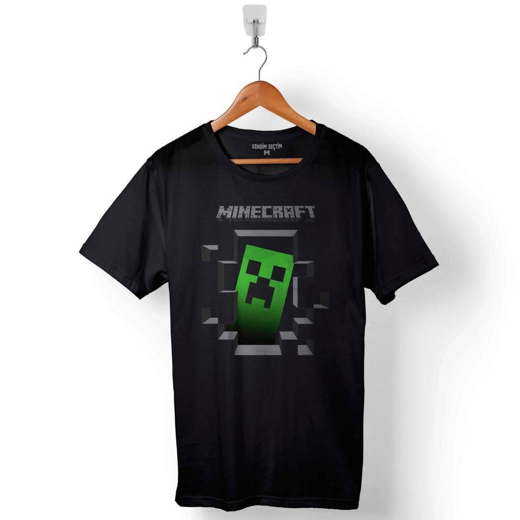 Minecraft Creeper Inside Baskılı Tişört Unisex T-Shirt - 1