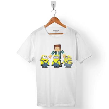 MINECRAFT MINIONS MİNYONLAR MINIONCRAFT ERKEK TİŞÖRT - 1