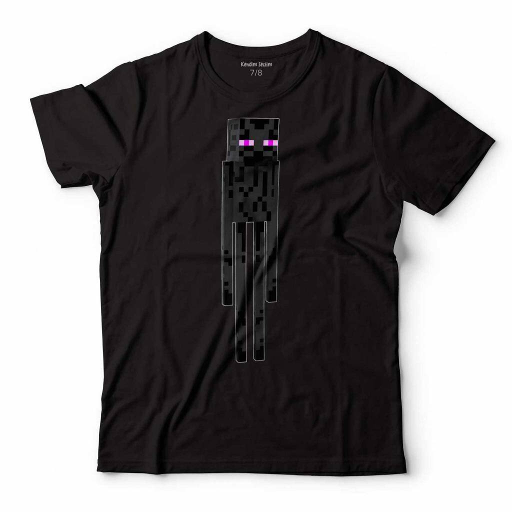 Minecraft Tişört Enderman Black Ender Man Siyah Baskılı Çocuk T-shirt - 1
