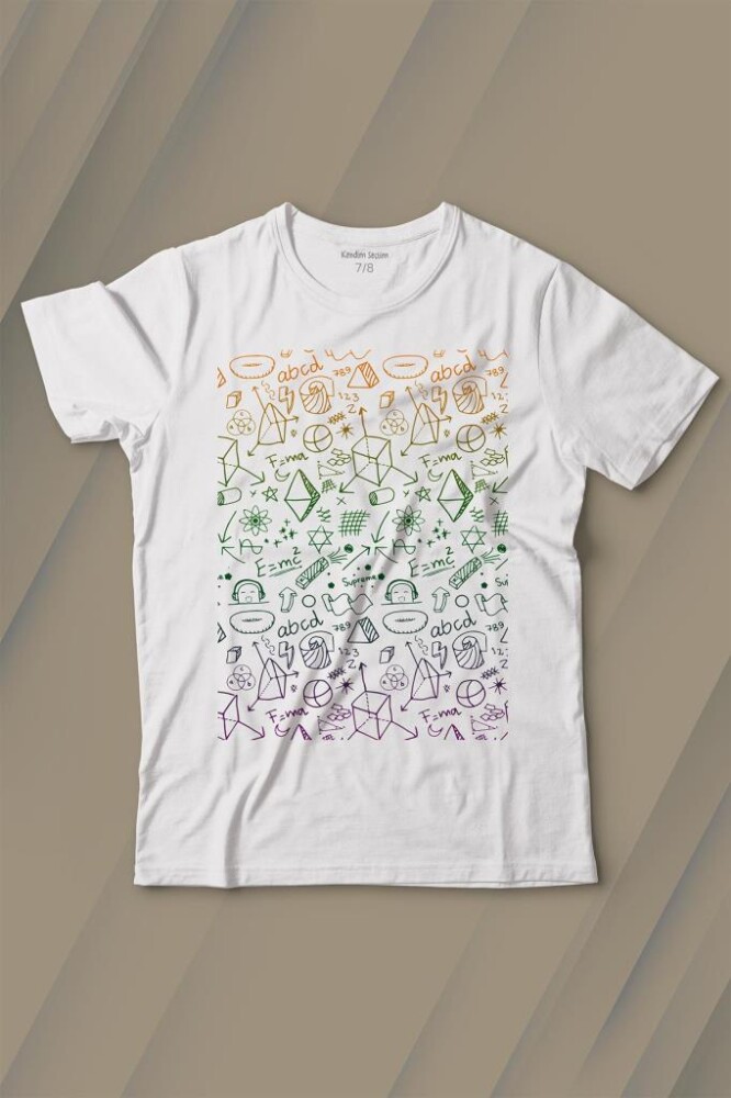 Minimal Drawing Çizim Geometrik Renk Baskılı Tişört Çocuk T-shirt - 1