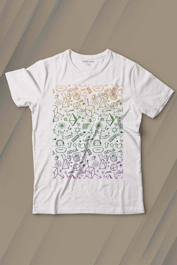 Minimal Drawing Çizim Geometrik Renk Baskılı Tişört Çocuk T-shirt - 1