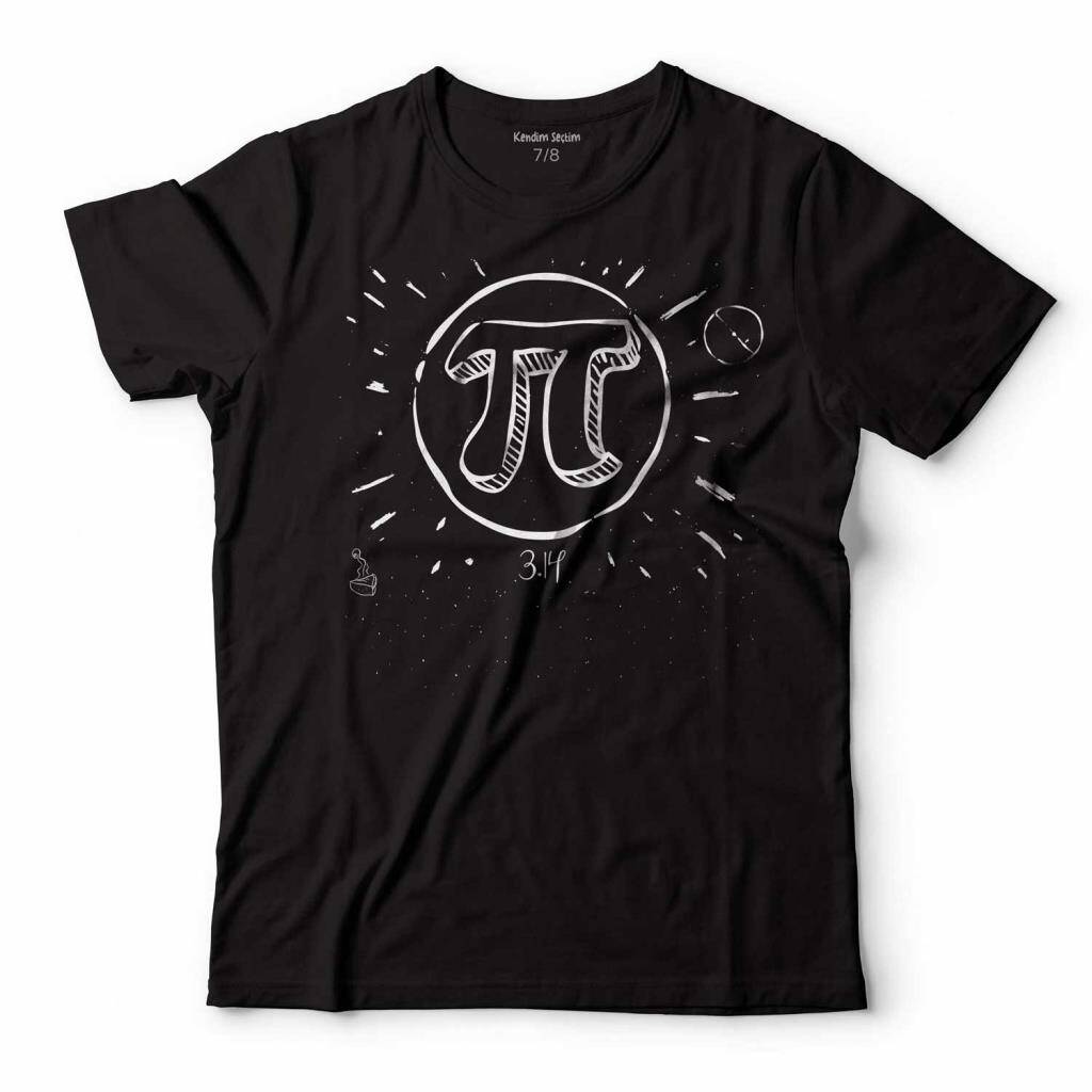 Minimal Geometrik Pi Sayısı Baskılı Çocuk Siyah Tişört
