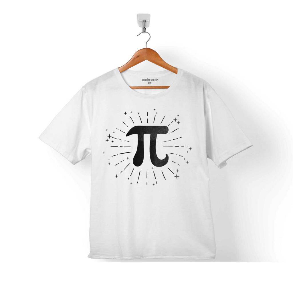 Minimal Işıltı Pi Sayısı Beyaz Çocuk Tişört