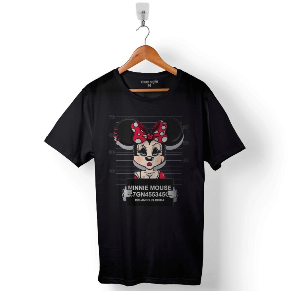 Mınnıe Mını Mouse Hapishane Baskılı Tişört Unisex T-Shirt - 1