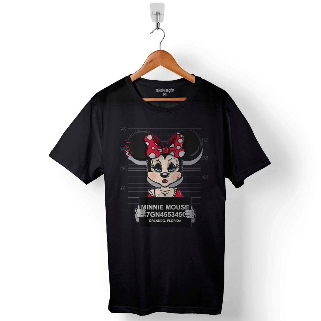 Mınnıe Mını Mouse Hapishane Baskılı Tişört Unisex T-Shirt - 1