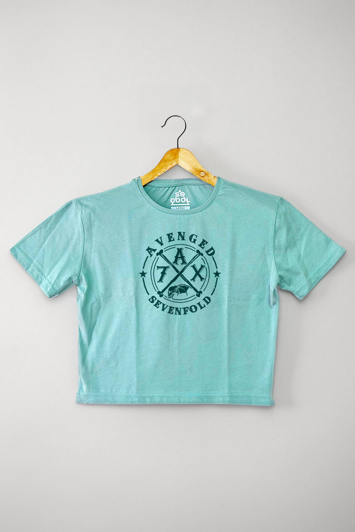 Mint Yeşil Renk Crop T-shirt Avenged Sevenfold Metal Rock Music Baskılı Kadın Tişört Baby Tee