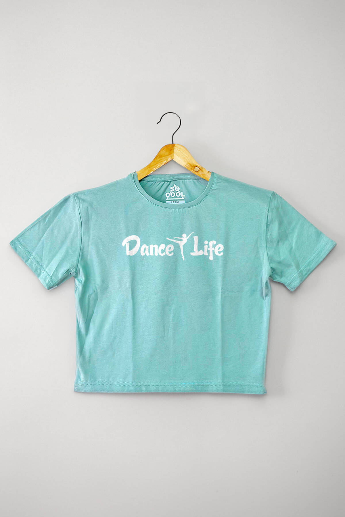Mint Yeşil Renk Crop T-shirt Dance Life Dans Hayattır Bale Hip Hop Dancing Baskılı Kadın Tişört Baby Tee - 1