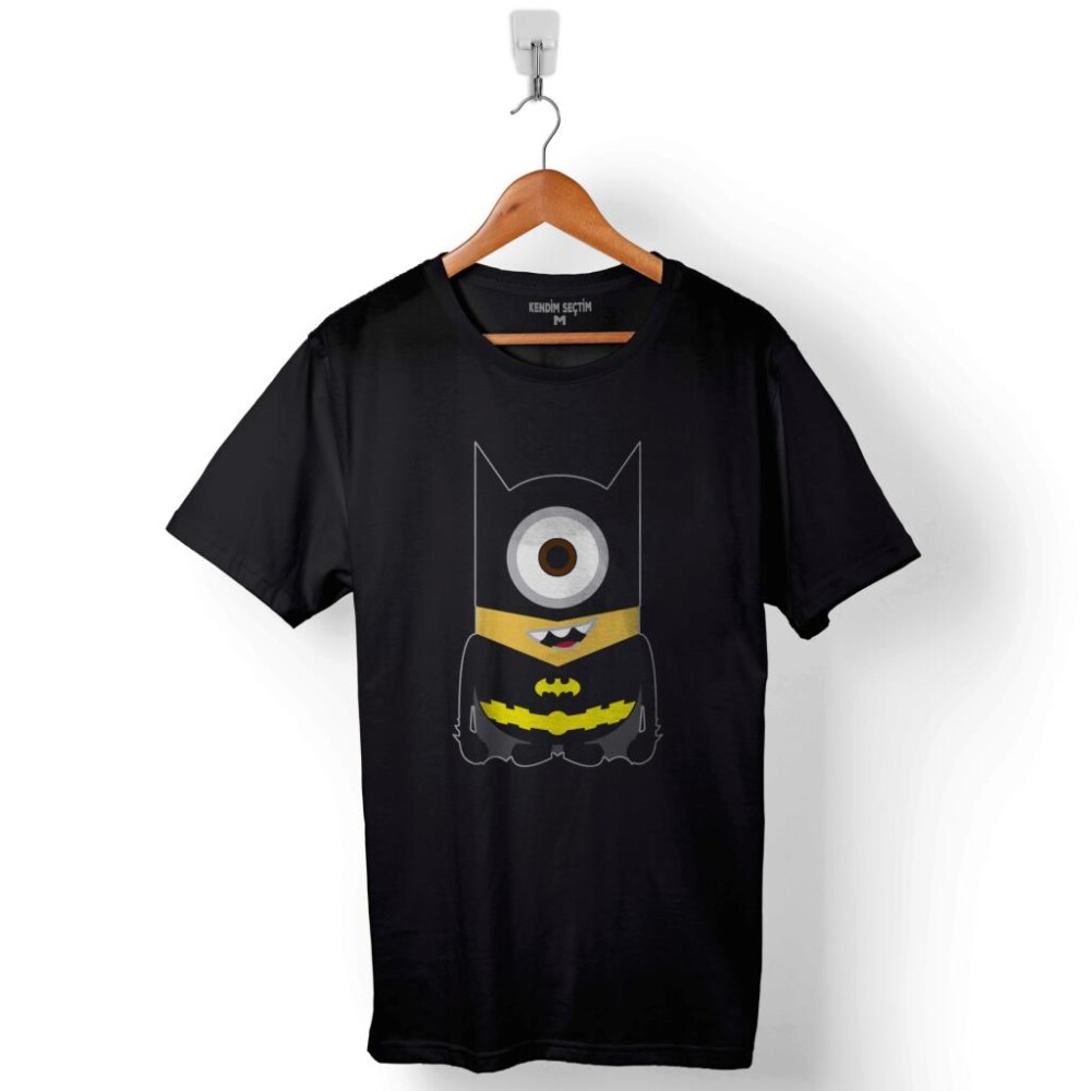 Minyonlar Mınnions Batman Süper Kahraman Hero Baskılı Tişört Unisex T-Shirt - 1