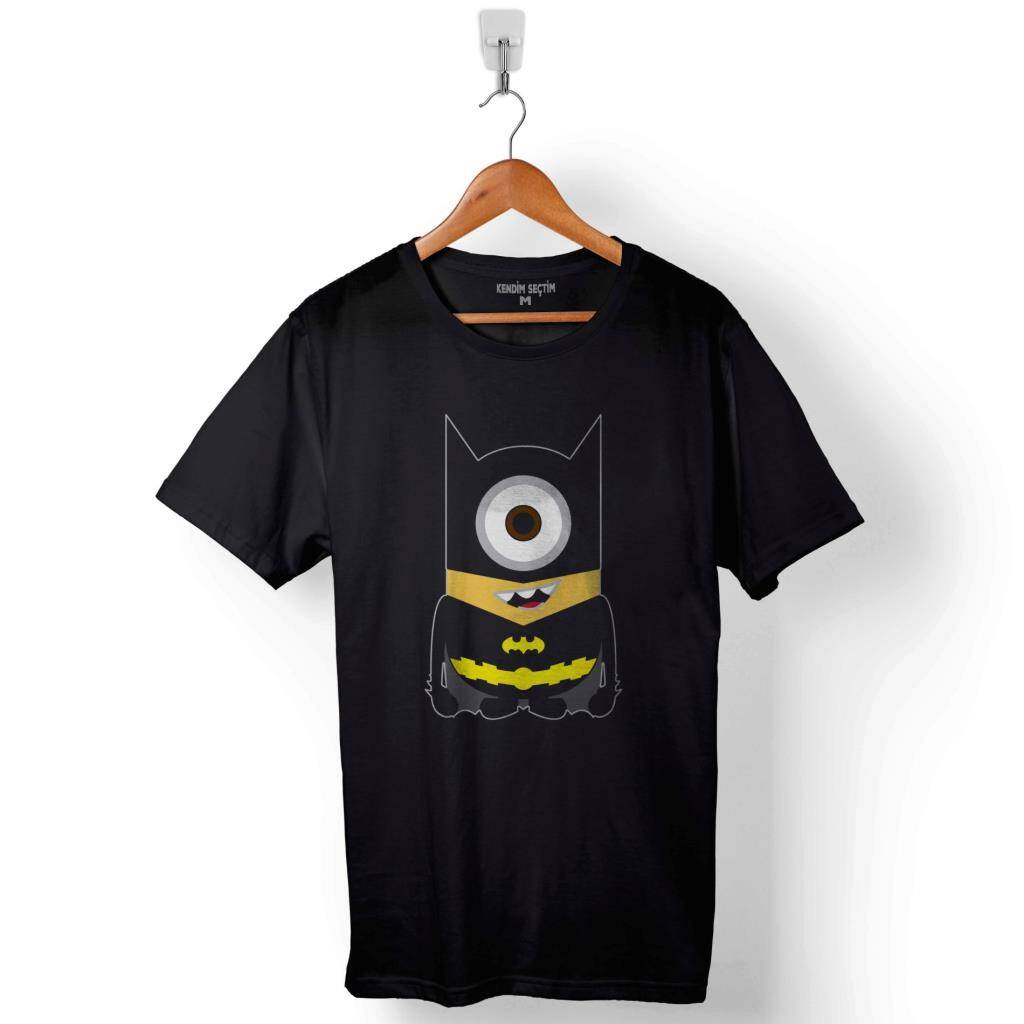 Minyonlar Mınnions Batman Süper Kahraman Hero Baskılı Tişört Unisex T-Shirt - 1