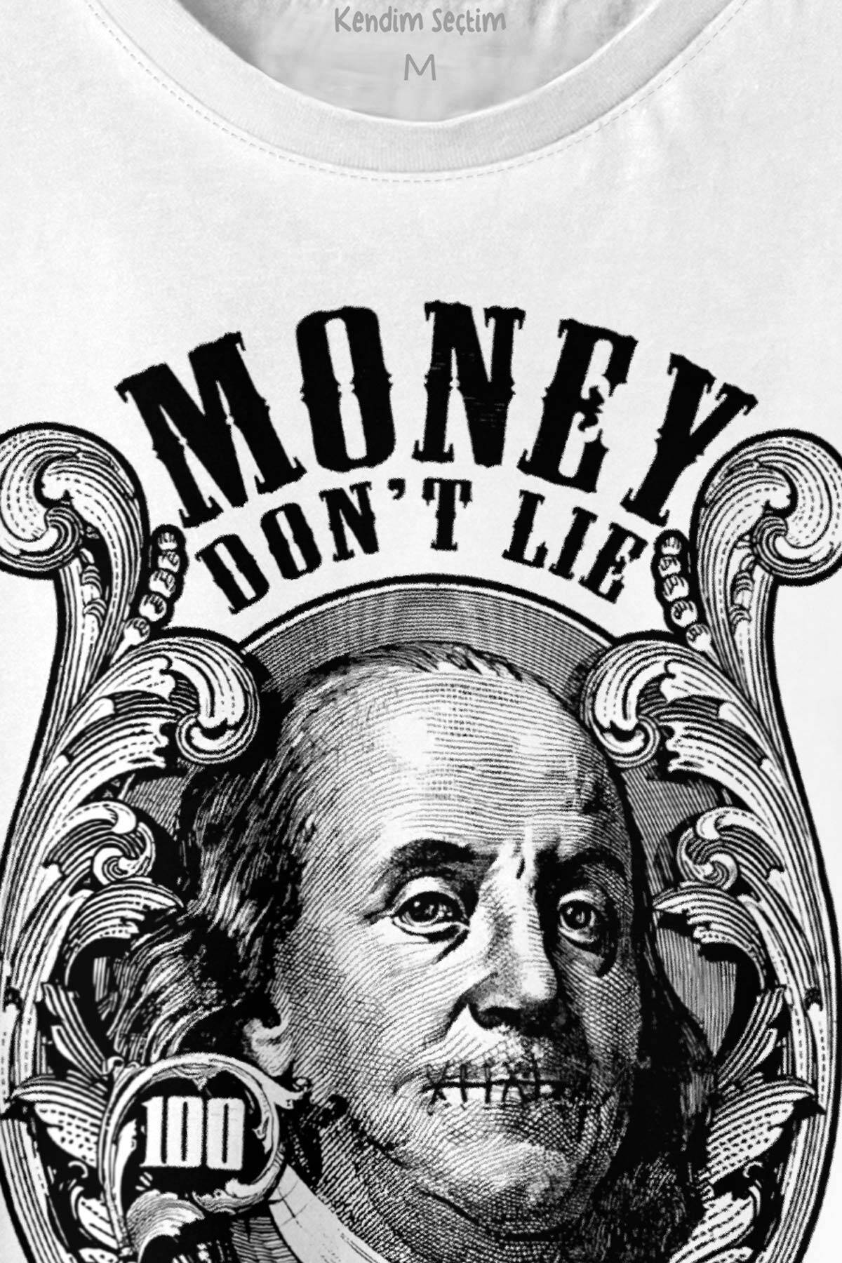Money Dont Lie Keep It 100 Dollars USD Money Baskılı Tişört Unisex T-shirt - 2