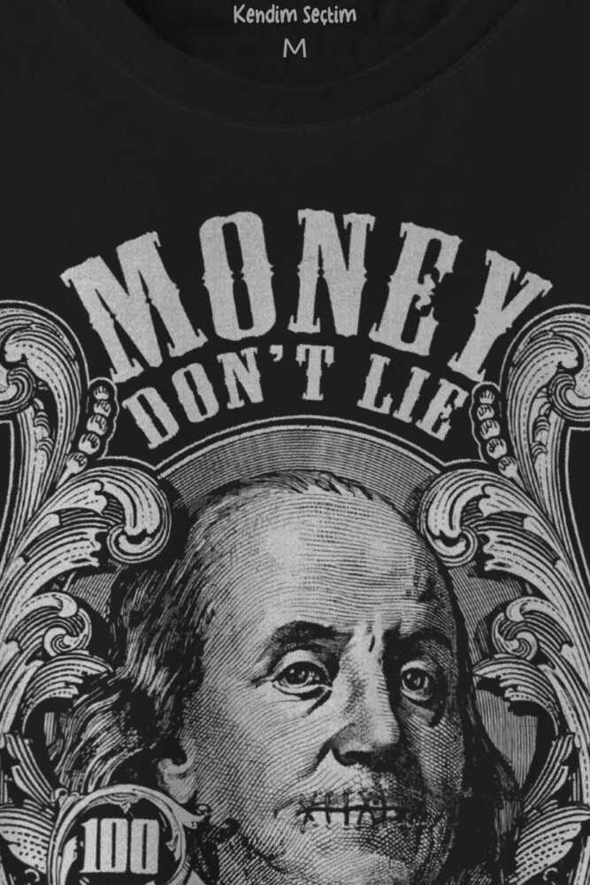 Money Dont Lie Keep It 100 Dollars USD Money Baskılı Tişört Unisex T-shirt - 2