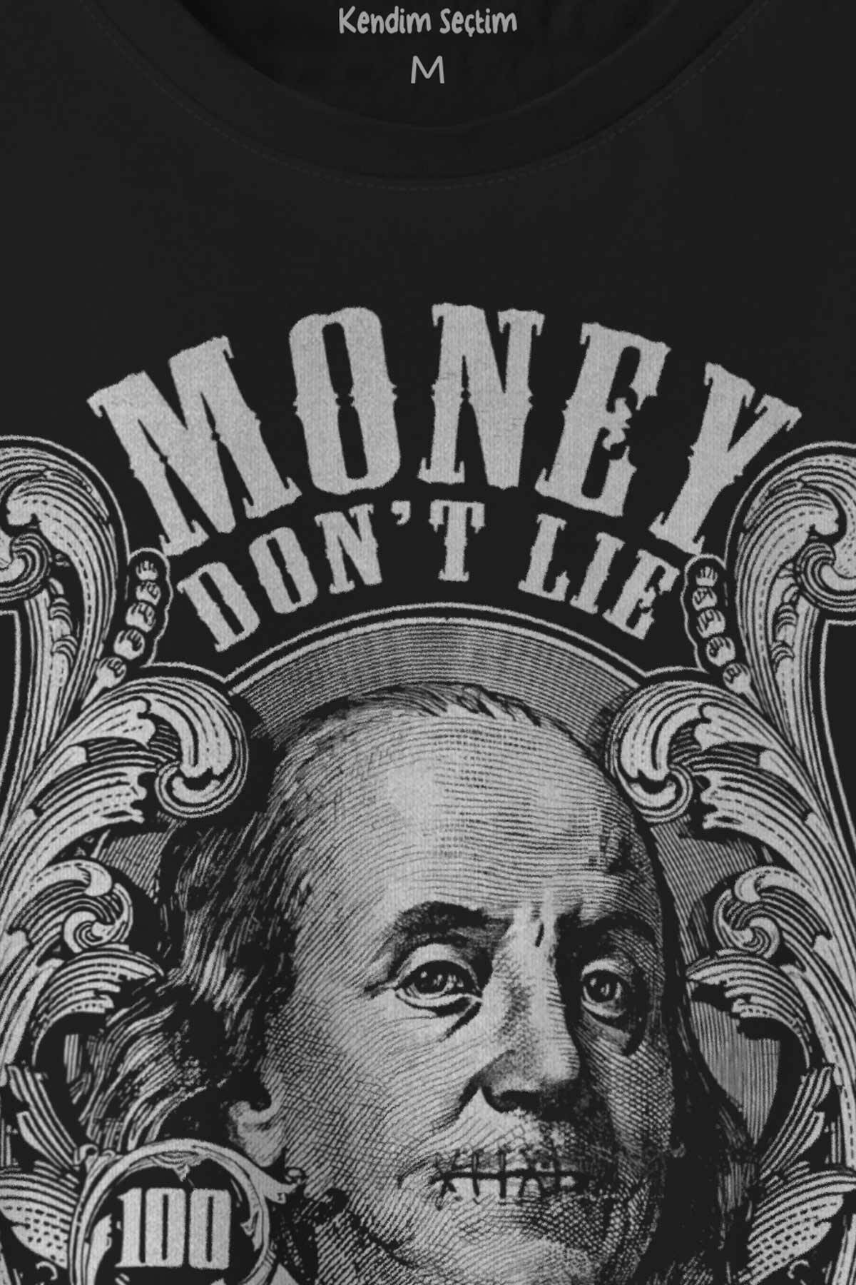 Money Dont Lie Keep It 100 Dollars USD Money Baskılı Tişört Unisex T-shirt - 2
